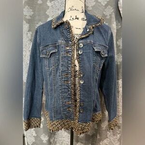 Chic Blue Denim Jacket with Fringe Accents